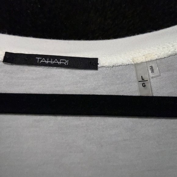 TAHARI Off-White 3/4 Sleeve V-Neck Top - Size Large - Picture 3 of 4